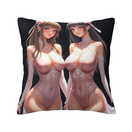 双面精美少女主题毛绒抱枕套 - OkkoMall