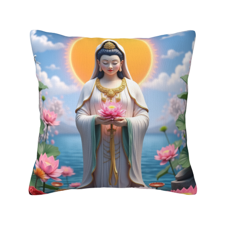 Copricuscino in peluche di Guanyin - Okomall