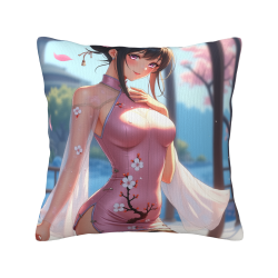 Japanese Cute Girl Pillow Case - Cherry Blossom Garden | Okomall