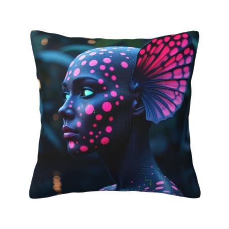 Housse de coussin en peluche avec motif de fille dans un ciel étoilé - Okomall