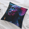 Housse de coussin en peluche avec motif de fille dans un ciel étoilé - Okomall