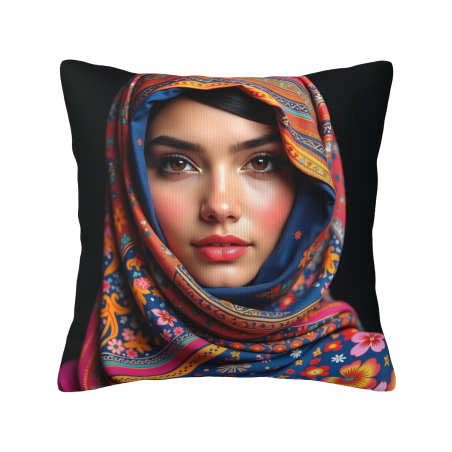 Taie d'oreiller en peluche avec portrait féminin esthétique - Okomall