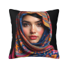 Taie d'oreiller en peluche avec portrait féminin esthétique - Okomall