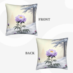 Housse de coussin en peluche à motif de paysage enneigé et de prunier - Okomall
