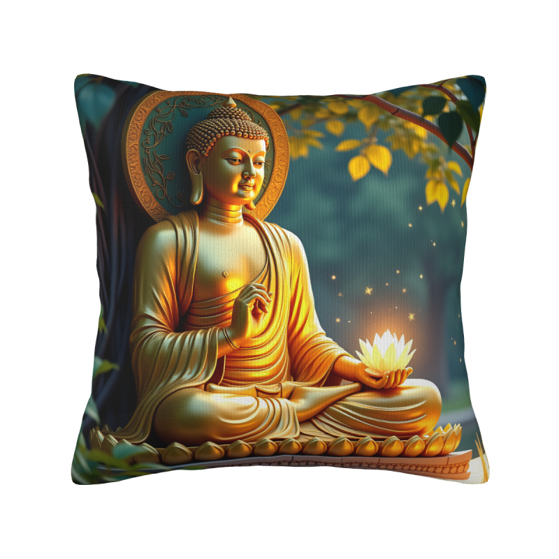 Housse de coussin en peluche à motif de forêt zen - Okomall