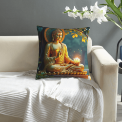 Housse de coussin en peluche à motif de forêt zen - Okomall