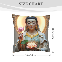 Coussin en peluche avec motif Guanyin - Okomall