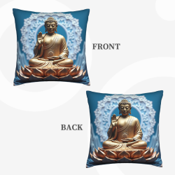 Plush Cushion Cover with Abstract Ink Landscape - Okomall