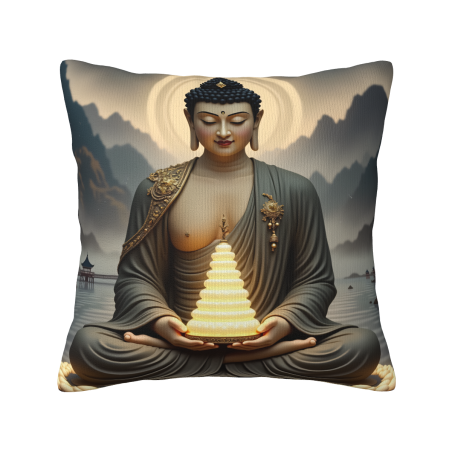 Custodia per cuscino in peluche Zen Buddha - 18x18 pollici | OKOMALL