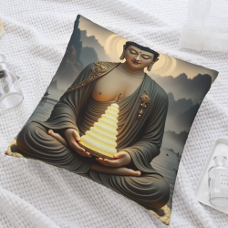 Custodia per cuscino in peluche Zen Buddha - 18x18 pollici | OKOMALL