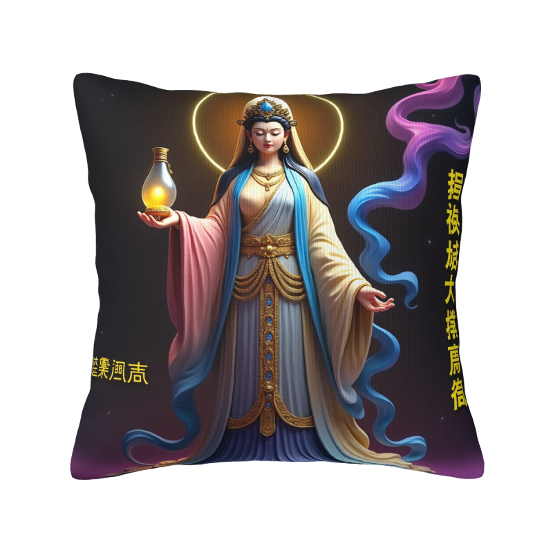 Federa cuscino in peluche della Bodhisattva Guanyin - Okomall