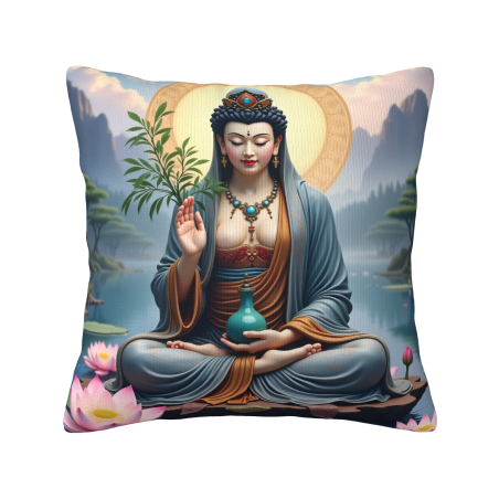 禪意蓮花佛像毛絨抱枕套 - Okomall