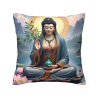 Cuscino in peluche con motivo di fiore di loto e Buddha zen - Okomall