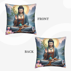 Cuscino in peluche con motivo di fiore di loto e Buddha zen - Okomall