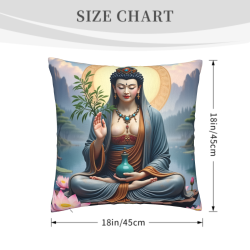 禪意蓮花佛像毛絨抱枕套 - Okomall