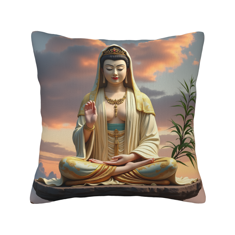禪意 연꽃 쿠션 커버 - 18x18인치 | Okomall