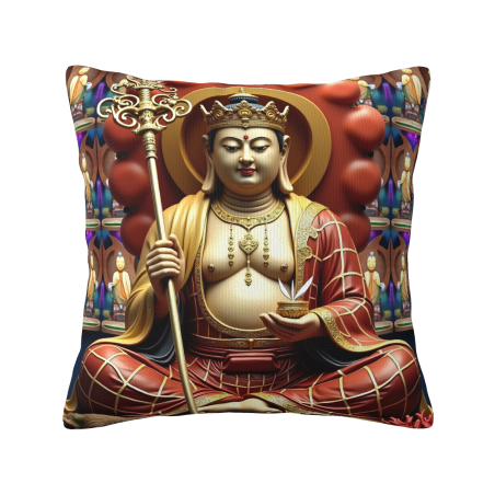 Funda de cojín de peluche con imagen de Buda Zen - Okomall