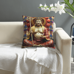 Housse de coussin en peluche avec image de Bouddha Zen - Okomall