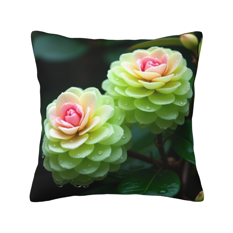 Plüsch-Kissenbezug mit abstraktem Blumenmuster - Okomall