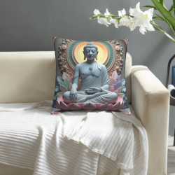 Copricuscino in peluche con fiori astratti e stile acquerello - Okomall