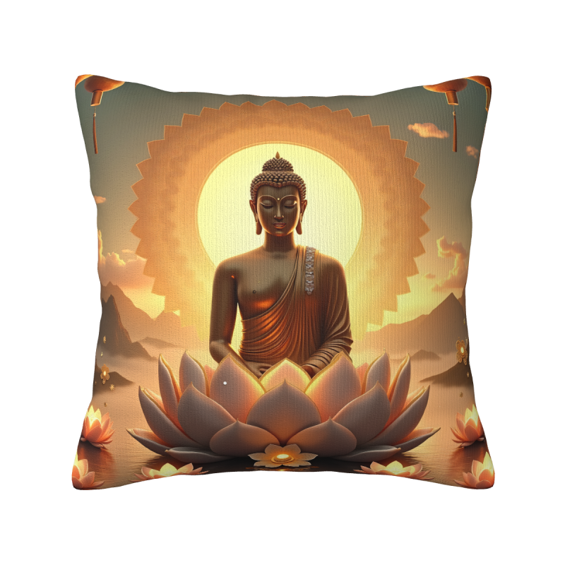 Housse de coussin en peluche à motifs floraux zen - Okomall