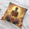 Housse de coussin en peluche à motifs floraux zen - Okomall