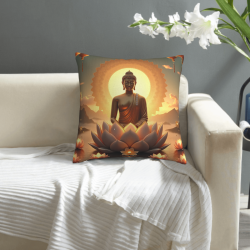 Housse de coussin en peluche à motifs floraux zen - Okomall