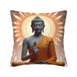 Funda de cojín de peluche con imagen de Buda Zen - Okomall