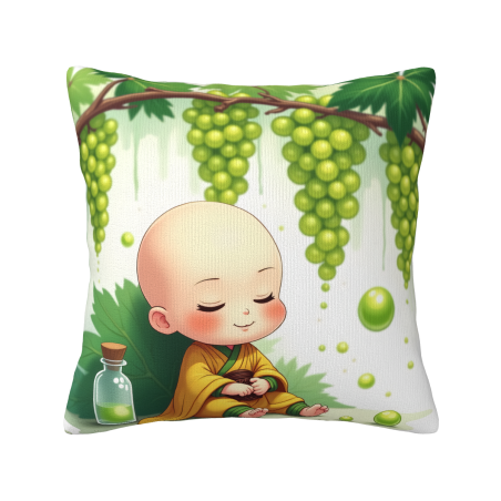 Federa cuscino monaco cartoon zen e adorabile - Okomall