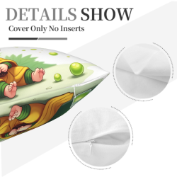 Housse de coussin moine de dessin animé zen et adorable - Okomall