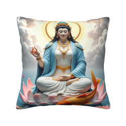 Federa in peluche della Bodhisattva Guanyin - 18x18 pollici | OKOMALL