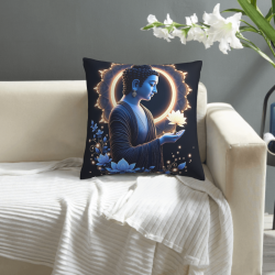 Housse de coussin en peluche à motif de lotus zen - Okomall