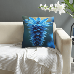 Funda de cojín de felpa con textura abstracta de plumas azules - Okomall