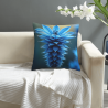 Funda de cojín de felpa con textura abstracta de plumas azules - Okomall