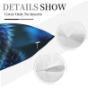 Housse de coussin en peluche avec motif plumes bleues abstraites - Okomall