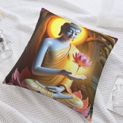 Housse de coussin en peluche avec motif de lotus zen - Okomall