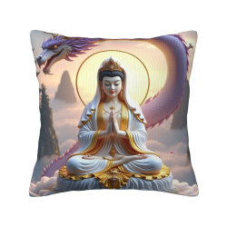Zen Dragon Pattern Plush Pillow Cover - Okomall