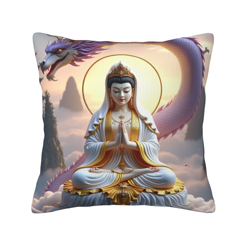 禪意龍紋毛絨抱枕套 - Okomall