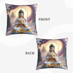 Housse de coussin en peluche avec motif de dragon zen - Okomall