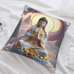 Funda de cojín de felpa con diseño de dragón zen - Okomall