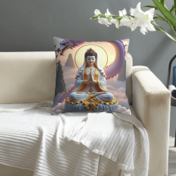 Housse de coussin en peluche avec motif de dragon zen - Okomall