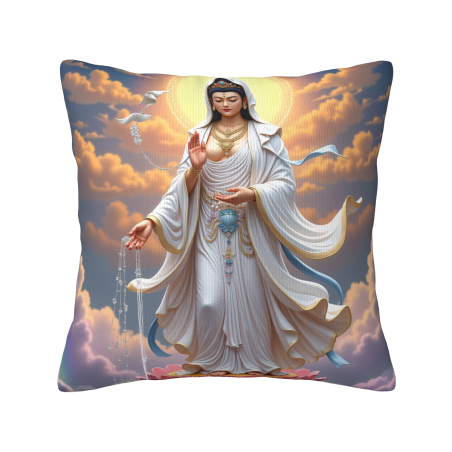 Plüschkissenbezug mit Guanyin-Motiv - 18x18 Zoll | Okomall