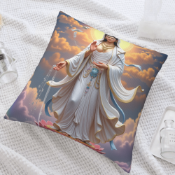 Plüschkissenbezug mit Guanyin-Motiv - 18x18 Zoll | Okomall
