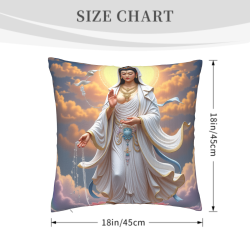 Coussin moelleux avec motif Guanyin - 18x18 pouces | Okomall