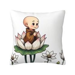 Zen Little Monk Plush Pillow Cover - Okomall