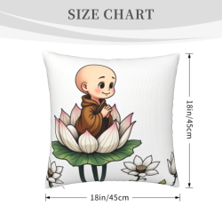 Housse de coussin en peluche avec moine bouddhiste zen - Okomall