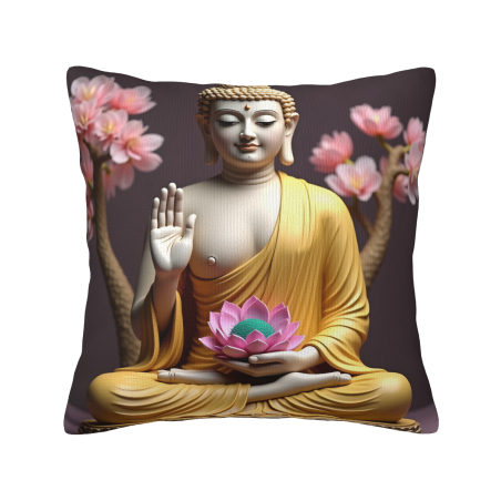 Funda de cojín de felpa con diseño de cerezo - 45x45 cm | Okomall