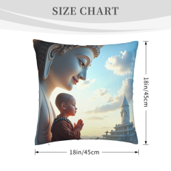 Housse de coussin en peluche avec moine bouddhiste zen - Okomall