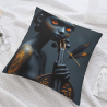 Housse de coussin en peluche avec motif de visage abstrait - Okomall