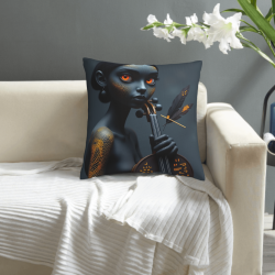 Housse de coussin en peluche avec motif de visage abstrait - Okomall